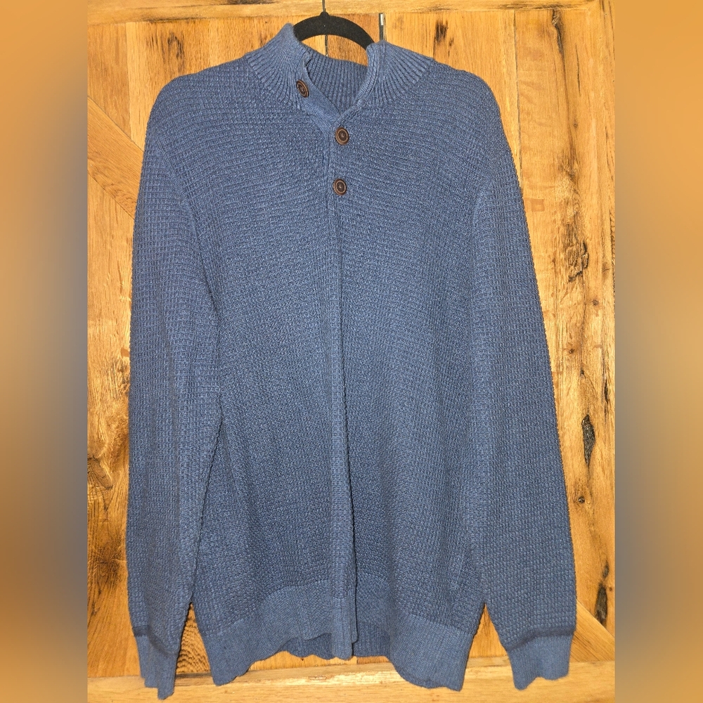 G.H. Bass & Co. Blue Zip Up Sweater with Standing Collar